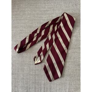 Brooks Brothers Maker's &Merchants Mens Tie stripe red/gold Silk 3 3/8" x 58"